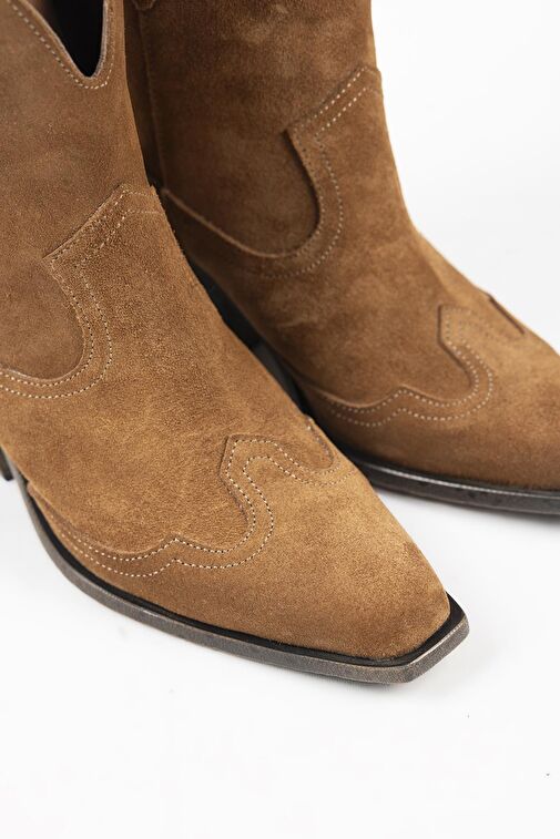 Manijero Ellinor Kadın Hakiki Deri Western Taba Bot - Görsel 7