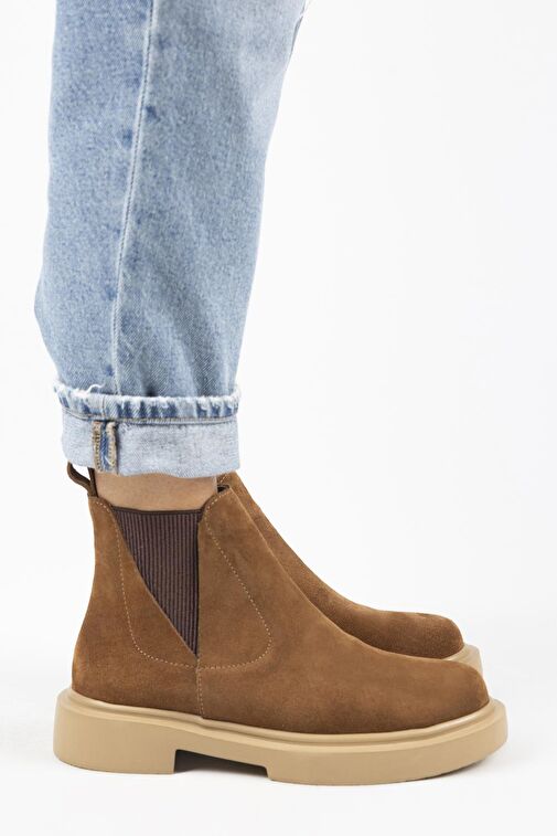 Manijero Annabel Kadın Deri Hakiki Deri Lastikli Taba Bot - Görsel 2