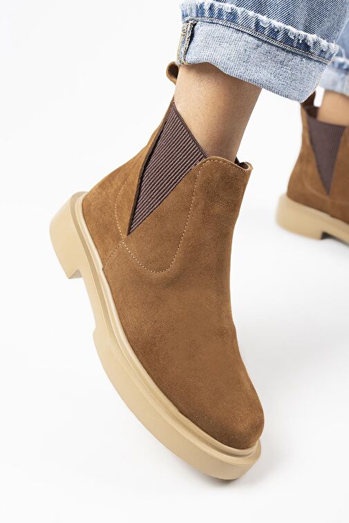 Manijero Annabel Kadın Deri Hakiki Deri Lastikli Taba Bot - Görsel 3