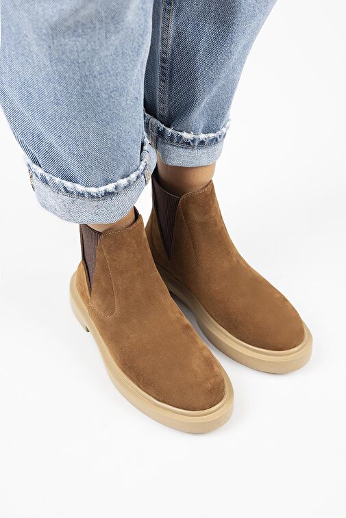 Manijero Annabel Kadın Deri Hakiki Deri Lastikli Taba Bot - Görsel 4