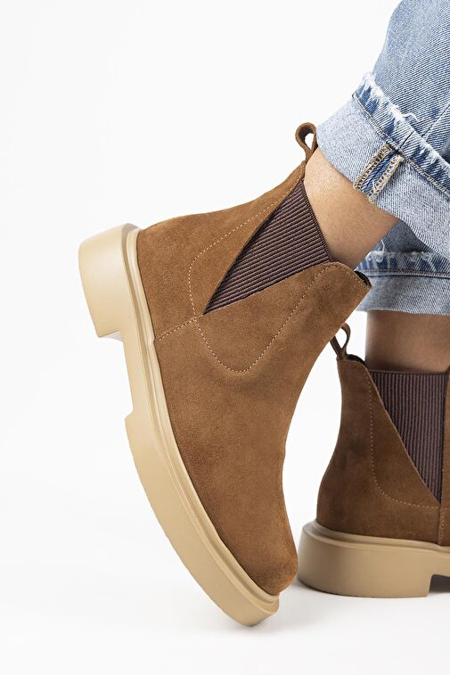 Manijero Annabel Kadın Deri Hakiki Deri Lastikli Taba Bot - Görsel 6