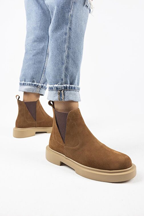 Manijero Annabel Kadın Deri Hakiki Deri Lastikli Taba Bot - Görsel 8