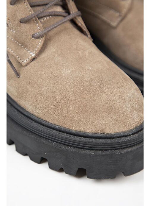 Manijero Diane Kadın Hakiki Deri Bağcıklı Vizon-Leopar Bot - Görsel 5