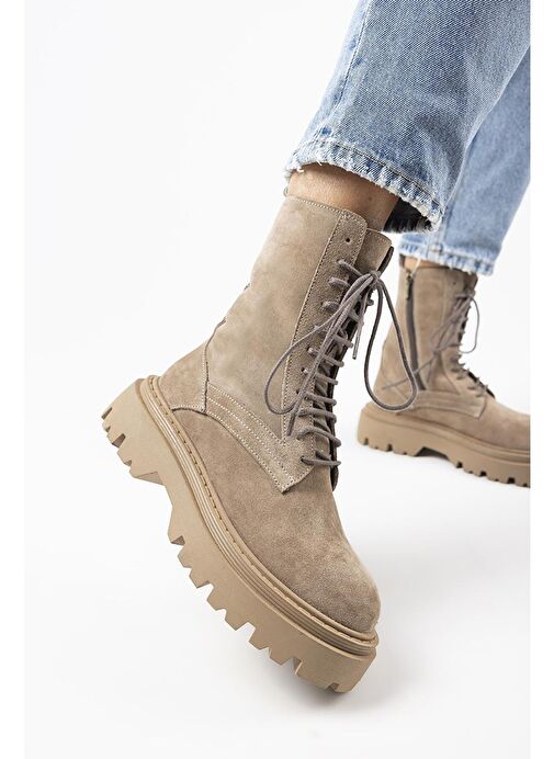 Manijero Diane Kadın Hakiki Deri Bağcıklı Vizon Bot - Görsel 2