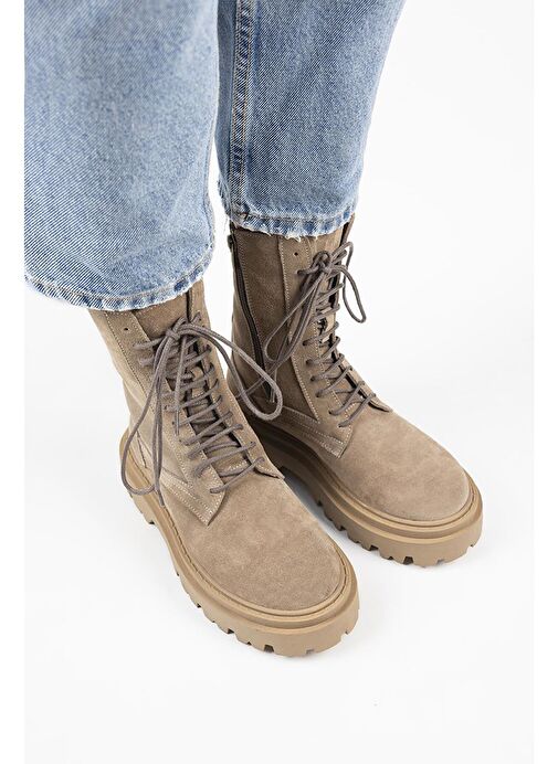 Manijero Diane Kadın Hakiki Deri Bağcıklı Vizon Bot - Görsel 3