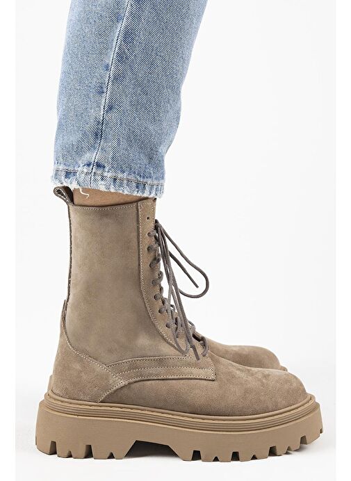 Manijero Diane Kadın Hakiki Deri Bağcıklı Vizon Bot - Görsel 4