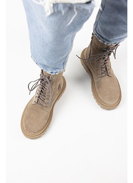 Manijero Diane Kadın Hakiki Deri Bağcıklı Vizon Bot - Görsel 6