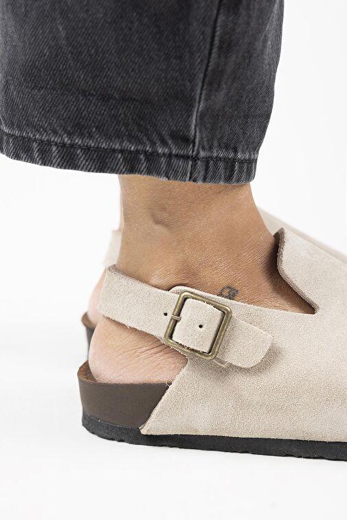 Manijero Bej Kadın Süet Sandalet MNJ.142.04 - Görsel 4