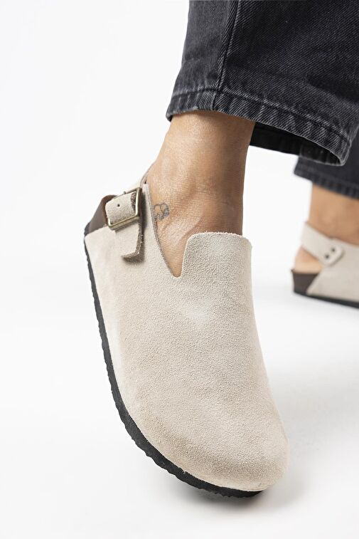 Manijero Bej Kadın Süet Sandalet MNJ.142.04 - Görsel 5