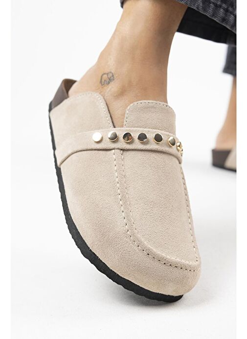 Manijero Bej Kadın Süet Terlik MNJ.155.01 - Görsel 2