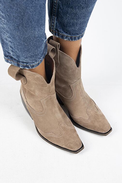 Manijero Ellinor Kadın Hakiki Deri Western Vizon Bot - Görsel 3