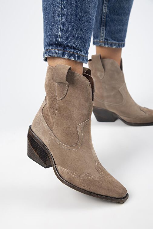 Manijero Ellinor Kadın Hakiki Deri Western Vizon Bot - Görsel 4