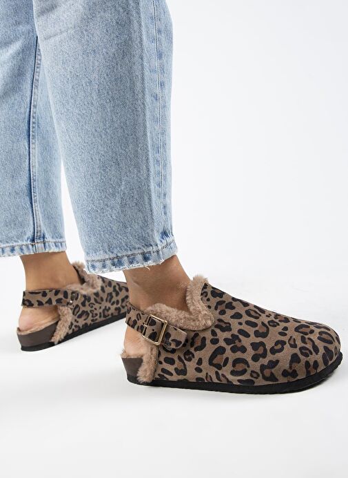 Manijero Kahverengi-Siyah Kadın Deri - Kürklü Sandalet MNJ.157.01 - Görsel 7