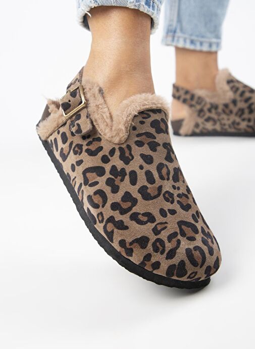 Manijero Kahverengi-Siyah Kadın Deri - Kürklü Sandalet MNJ.157.01 - Görsel 5