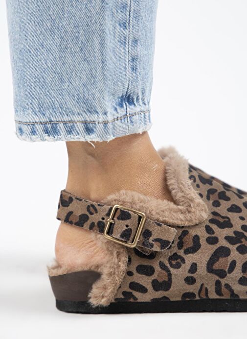 Manijero Kahverengi-Siyah Kadın Deri - Kürklü Sandalet MNJ.157.01 - Görsel 6