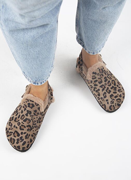 Manijero Kahverengi-Siyah Kadın Deri - Kürklü Sandalet MNJ.157.01 - Görsel 8