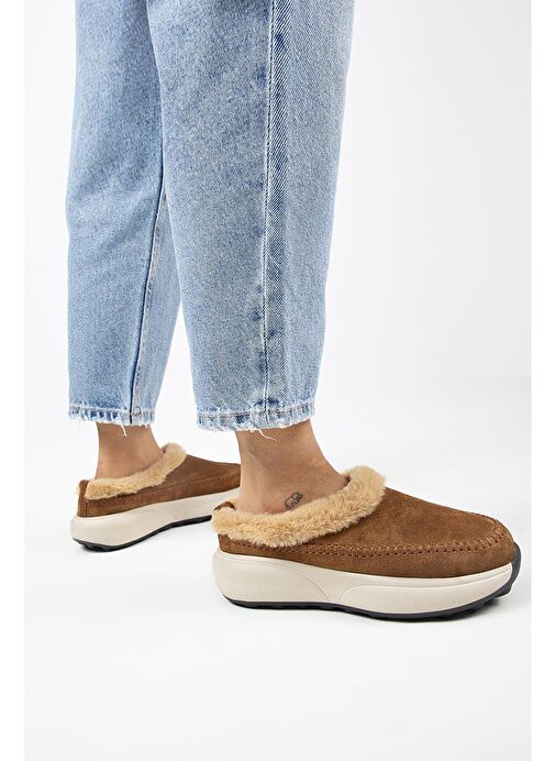 Manijero (Adela Kürklü) Kadın Hakiki Deri Sabo Taba Terlik - Görsel 6