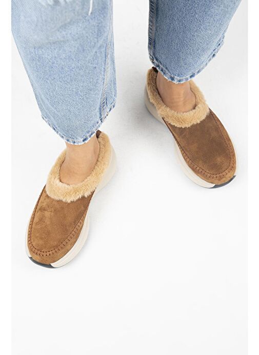 Manijero (Adela Kürklü) Kadın Hakiki Deri Sabo Taba Terlik - Görsel 8