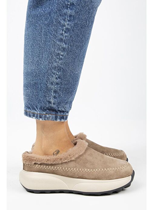 Manijero (Adela Kürklü) Kadın Hakiki Deri Sabo Vizon Terlik - Görsel 2