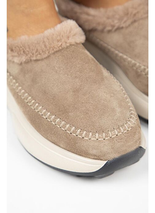 Manijero (Adela Kürklü) Kadın Hakiki Deri Sabo Vizon Terlik - Görsel 4