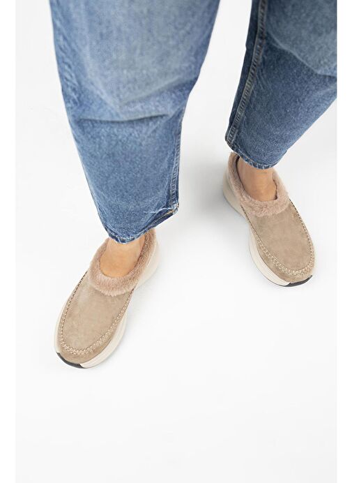 Manijero (Adela Kürklü) Kadın Hakiki Deri Sabo Vizon Terlik - Görsel 8