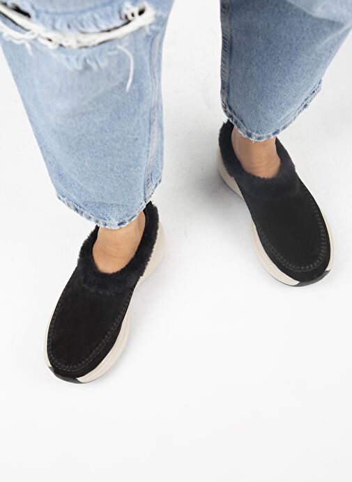 Manijero (Adela Kürklü) Kadın Hakiki Deri Sabo Siyah Terlik - Görsel 8