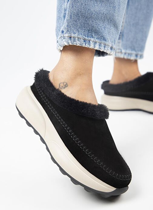 Manijero (Adela Kürklü) Kadın Hakiki Deri Sabo Siyah Terlik - Görsel 2