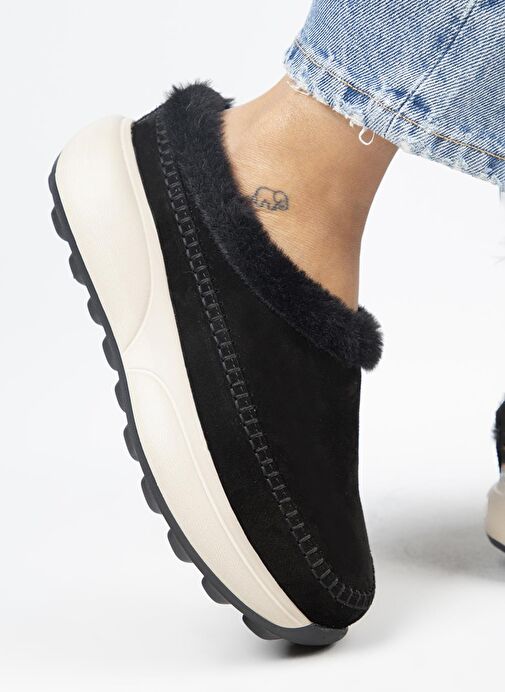 Manijero (Adela Kürklü) Kadın Hakiki Deri Sabo Siyah Terlik - Görsel 6