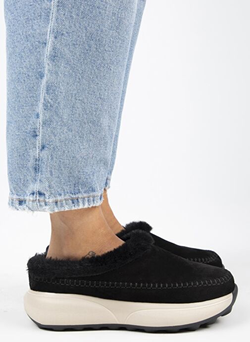 Manijero (Adela Kürklü) Kadın Hakiki Deri Sabo Siyah Terlik - Görsel 3