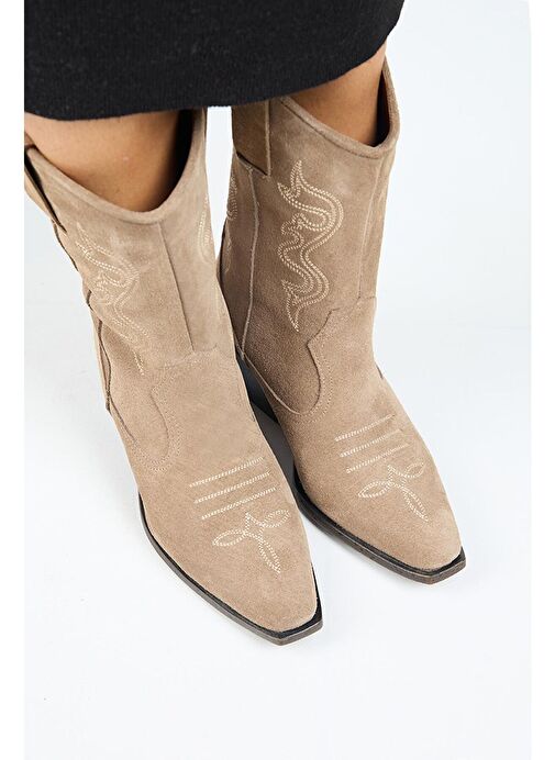 Manijero Aleyna Kadın Hakiki Deri Western Vizon Bot - Görsel 3