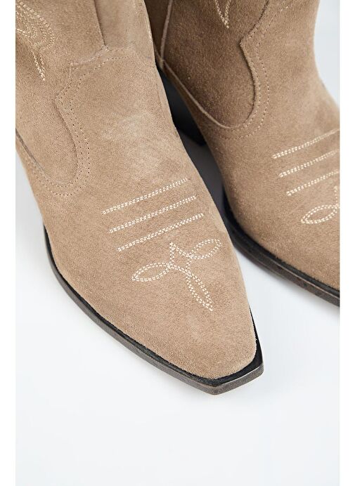 Manijero Aleyna Kadın Hakiki Deri Western Vizon Bot - Görsel 4