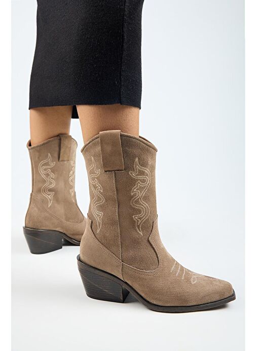 Manijero Aleyna Kadın Hakiki Deri Western Vizon Bot - Görsel 7