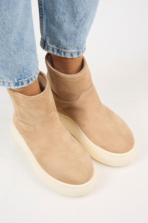 Manijero Gemma Kadın Hakiki Deri Düz İçi Kürklü Kum Bot - Görsel 3