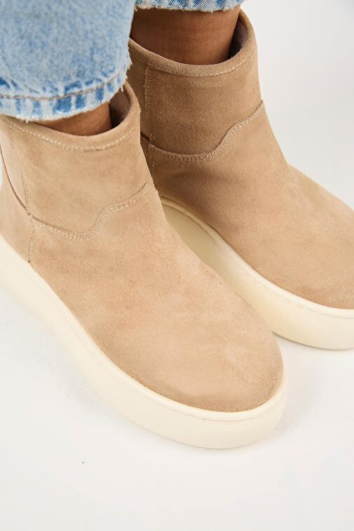 Manijero Gemma Kadın Hakiki Deri Düz İçi Kürklü Kum Bot - Görsel 4