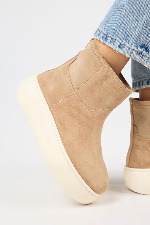Manijero Gemma Kadın Hakiki Deri Düz İçi Kürklü Kum Bot - Görsel 6