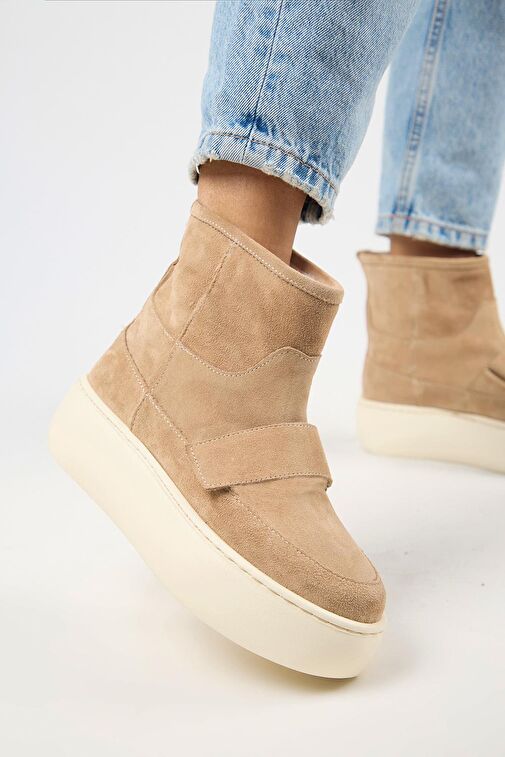 Manijero Ember Kadın Hakiki Deri Çırtlı İçi Kürklü Kum Bot - Görsel 5