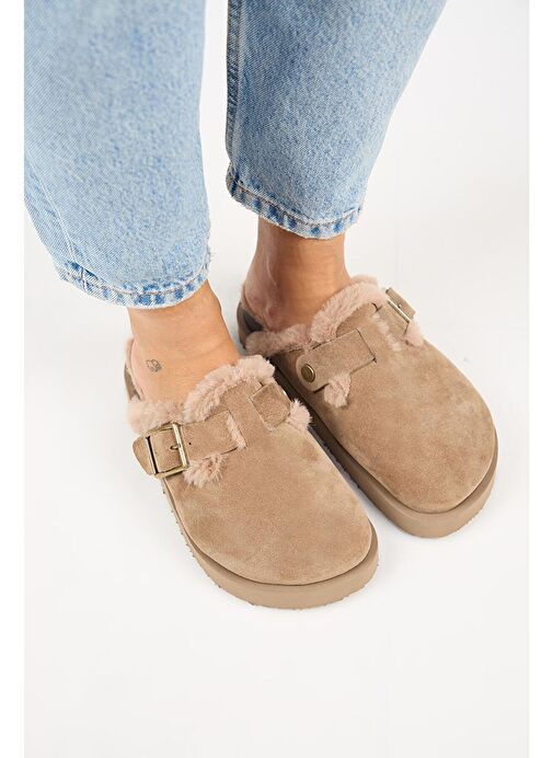 Manijero Vizon Kadın Süet - Kürklü Terlik MNJ.161.01 - Görsel 3