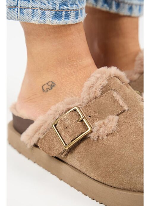 Manijero Vizon Kadın Süet - Kürklü Terlik MNJ.161.01 - Görsel 4