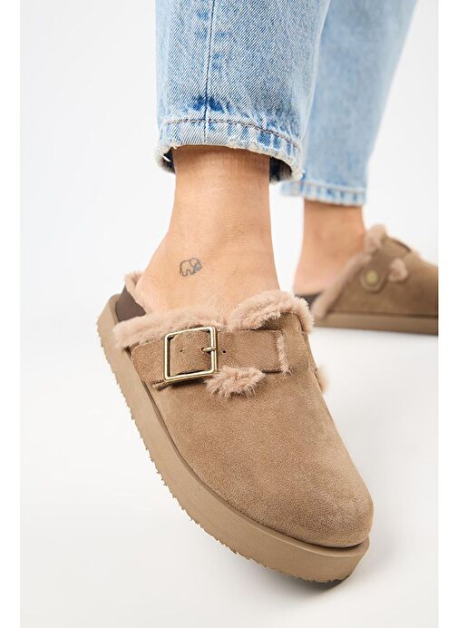 Manijero Vizon Kadın Süet - Kürklü Terlik MNJ.161.01 - Görsel 5