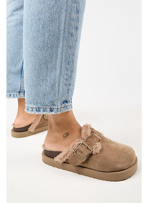 Manijero Vizon Kadın Süet - Kürklü Terlik MNJ.161.01 - Görsel 6