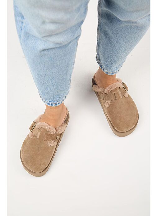 Manijero Vizon Kadın Süet - Kürklü Terlik MNJ.161.01 - Görsel 7