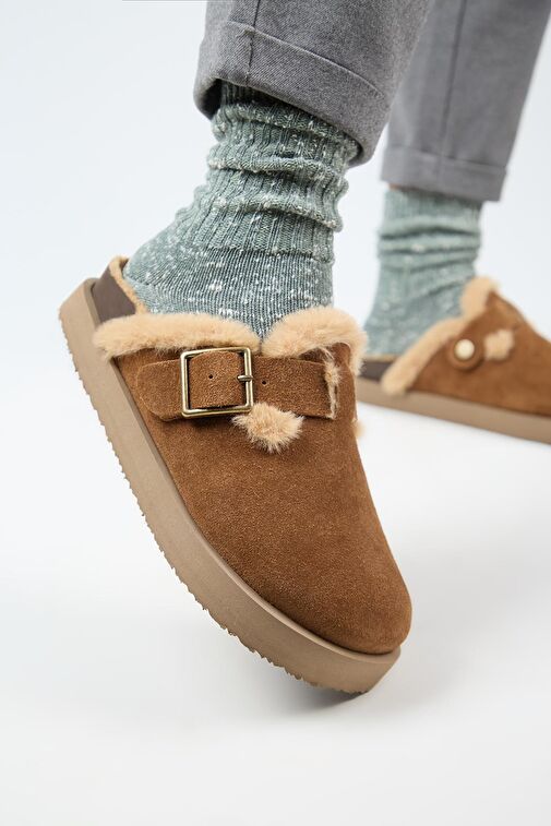 Manijero Taba Kadın Deri - Kürklü Terlik MNJ.161.04 - Görsel 2