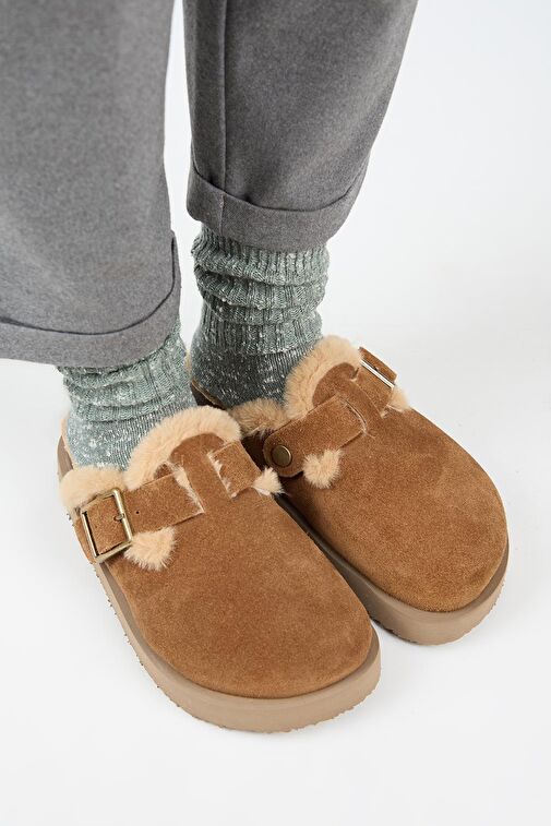 Manijero Taba Kadın Deri - Kürklü Terlik MNJ.161.04 - Görsel 4