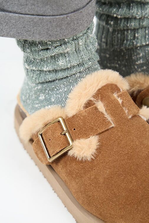 Manijero Taba Kadın Deri - Kürklü Terlik MNJ.161.04 - Görsel 5