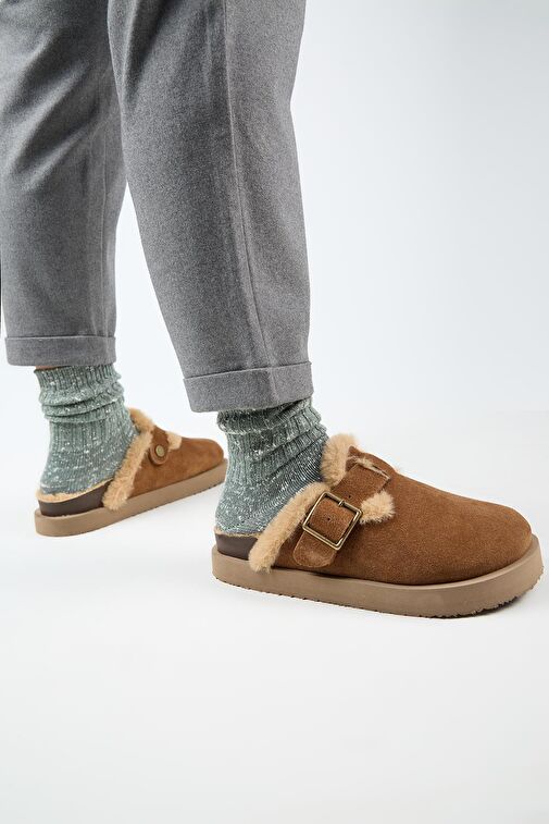 Manijero Taba Kadın Deri - Kürklü Terlik MNJ.161.04 - Görsel 6