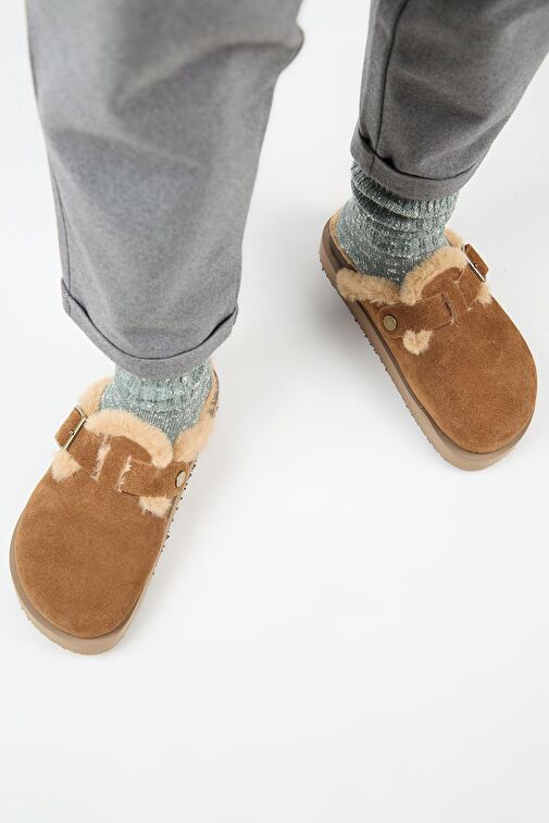 Manijero Taba Kadın Deri - Kürklü Terlik MNJ.161.04 - Görsel 7