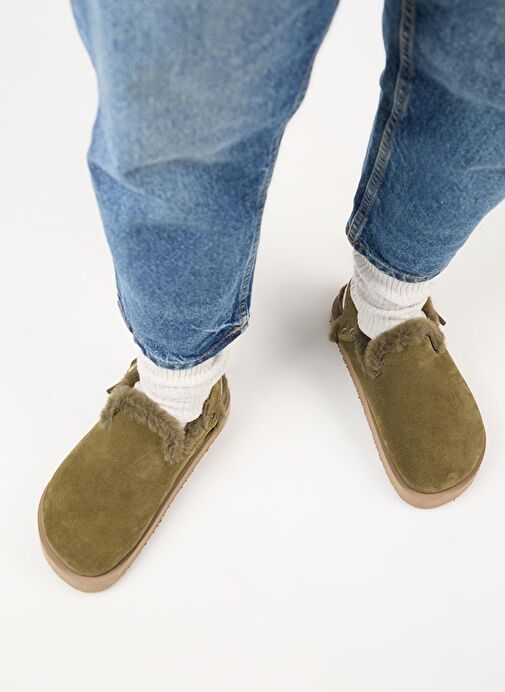 Manijero Haki Kadın Süet - Kürklü Sandalet MNJ.162.03 - Görsel 7