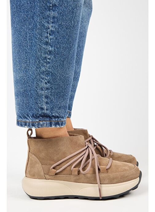 Manijero (Palmira) Kadın Hakiki Deri İçi Kürklü Bağcıklı Mini Vizon Bot - Görsel 2