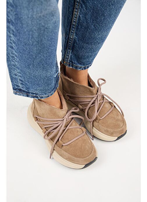 Manijero (Palmira) Kadın Hakiki Deri İçi Kürklü Bağcıklı Mini Vizon Bot - Görsel 3