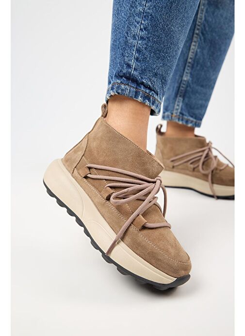 Manijero (Palmira) Kadın Hakiki Deri İçi Kürklü Bağcıklı Mini Vizon Bot - Görsel 5